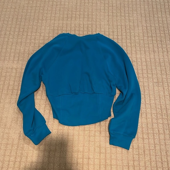 Victoria's Secret Dark Teal Crew Neck Cropped Sweatshirt - Picture 3 of 3